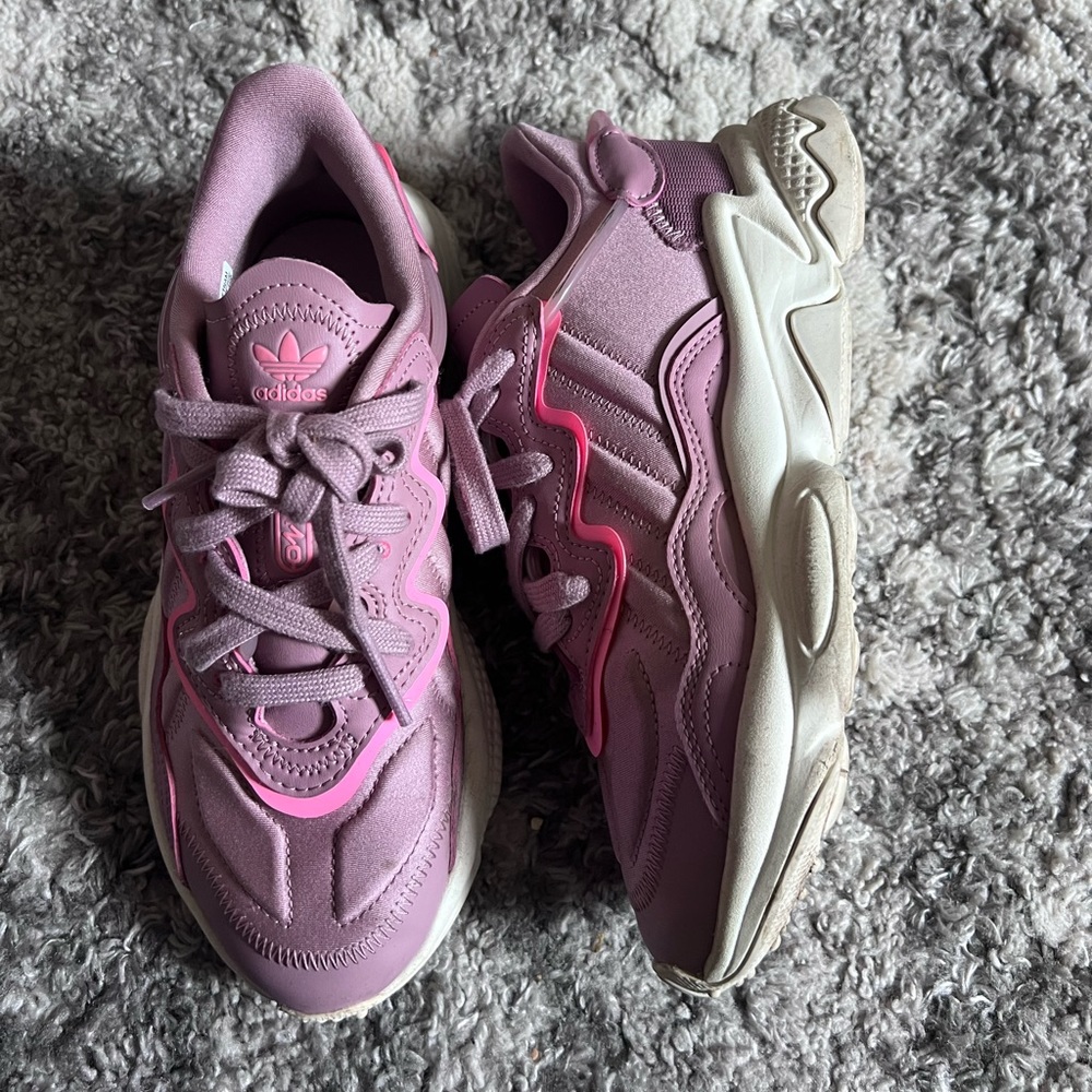 Adidas, pink and beige size 4 girls